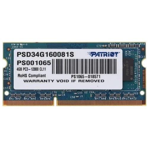 Patriot 4GB DDR3 1600MHz SODIMM Signature Line PSD34G16002S 