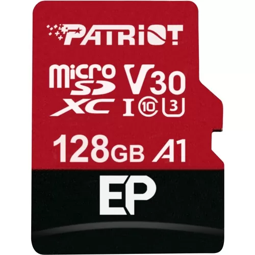 Patriot MEMORY CARD 128GB MicroSDXC V30 U3 EP SERIES, 4K recording 